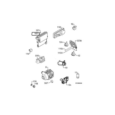 Platine de puissance programmée pour lave vaisselle Electrolux 973911535019021