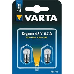 712000402 Lot de 2 ampoules pour lampe de poche Krypton 4.8V 0.7V VARTA 712000402