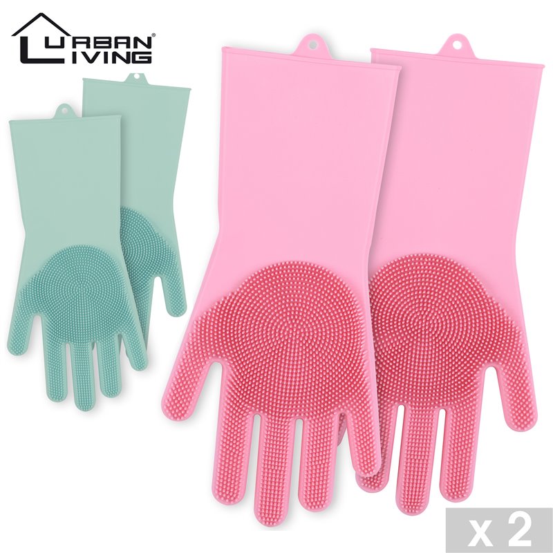 Gants de nettoyage vaisselle en silicone avec brosse réutilisables - Joomine