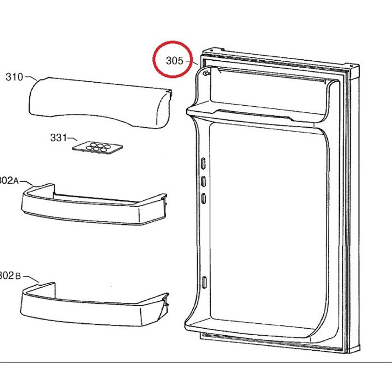 Porte complète avec joint pour réfrigérateur Electrolux 2064574094