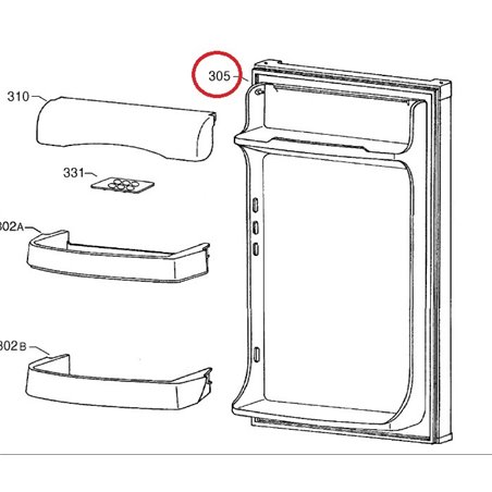 Porte complète avec joint pour réfrigérateur Electrolux 2064574094