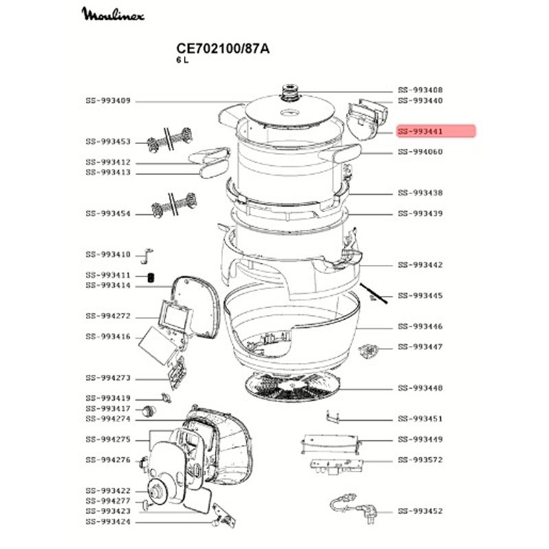 Couvercle Cuve Cookeo, Moulinex XA608000, Moulinex Accessoire Origine