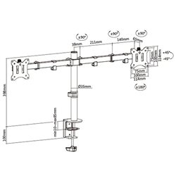 Support de bureau à pince pour 2 écrans de 17 à 32" (43 à 81cm)