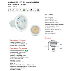 Ampoule LED GU10 Spot 6W Dimmable 4000K