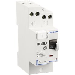 Interrupteur différentiel  25A 1P+N 30mA connexion haut/haut Classe A, Eurohm 23325