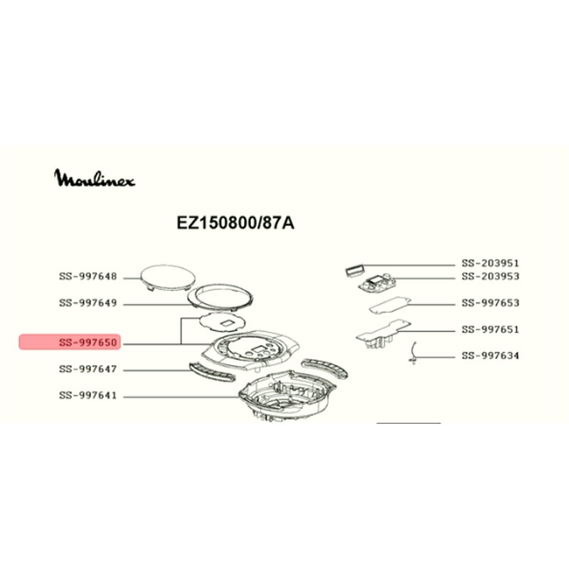 Capot supérieur pour multi cuiseur extra crisps Moulinex EZ150800, SS-997650