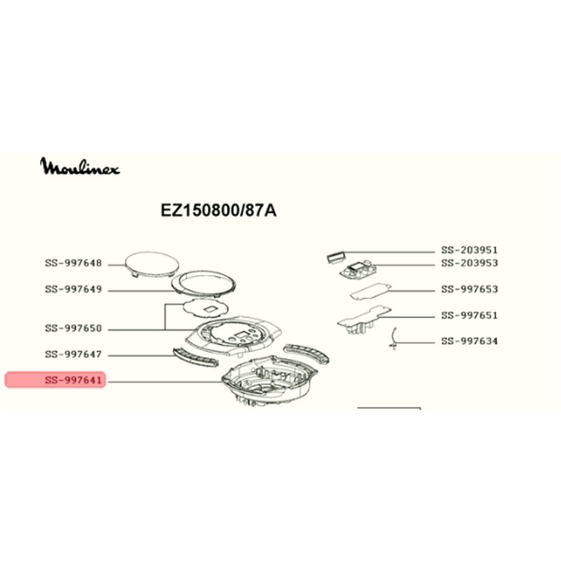 Boitier supérieur pour multi cuiseur extra crisps Moulinex EZ150800, SS-997641