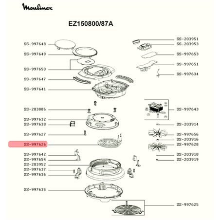 Résistance pour multi cuiseur extra crisps Moulinex EZ150800, SS-997626