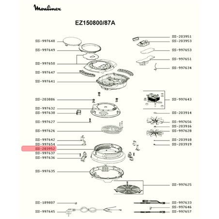 Boitier inférieur pour multi cuiseur extra crisps Moulinex EZ150800, SS-203952