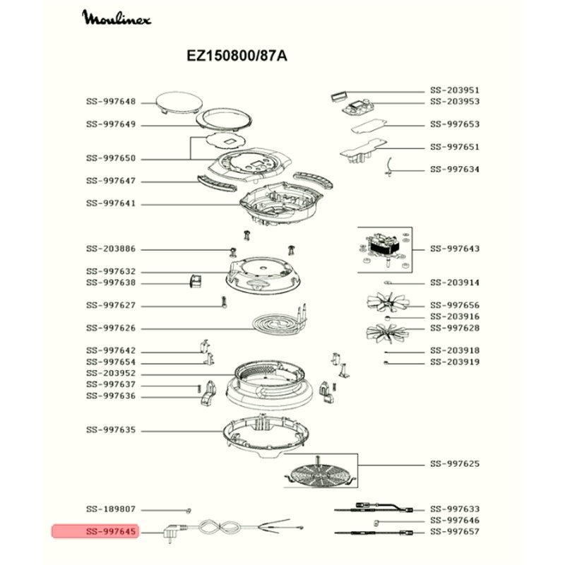 Cordon alimentation pour multi cuiseur extra crisps Moulinex EZ150800, SS-997645