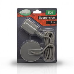 Suspension douille silicone E27 gris avec câble 2M