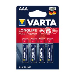 4 piles alcalines LR03 (AAA) 1,5V Longlife Max Power Varta