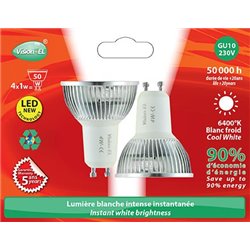 Pack 2 Ampoules LED GU10 - 4x1W - 6000K - 45