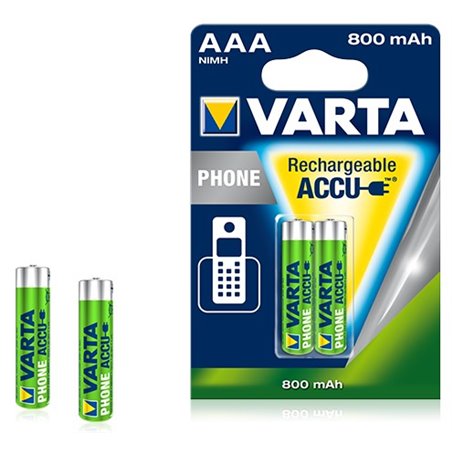 Pile rechargeable Varta Phone 800 mAh 1,2V - LR03 - 58398 - Blister de 2 piles