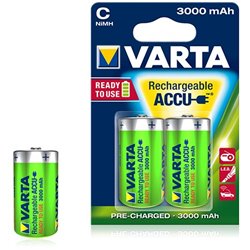 Pile rechargeable Varta Ready to use 3000 mAh 1,2V - HR14 C - 56714 - Blister de 2 piles