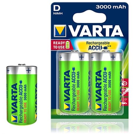 Pile rechargeable Varta Ready to use 3000 mAh 1,2V - HR20 d - 56720 - Blister de 2 piles