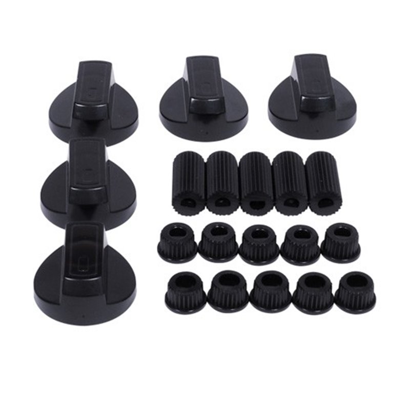 kit 5 manettes / boutons uni noir diamètre 6mm et 8mm