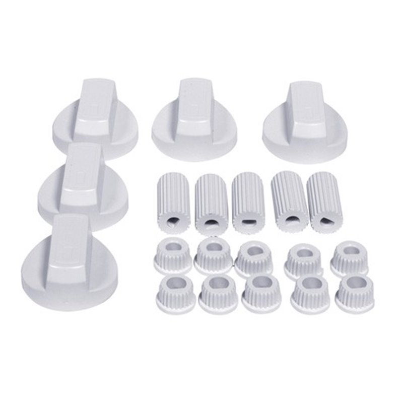 Kit 5 manettes cuisiniere blanches diam 6 et 8mm