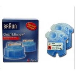 Pack de 2 recharges lotion pour rasoir pour bloc chargeur nettoyeur de rasoir Braun : CLEAN & RENEW. CCR2