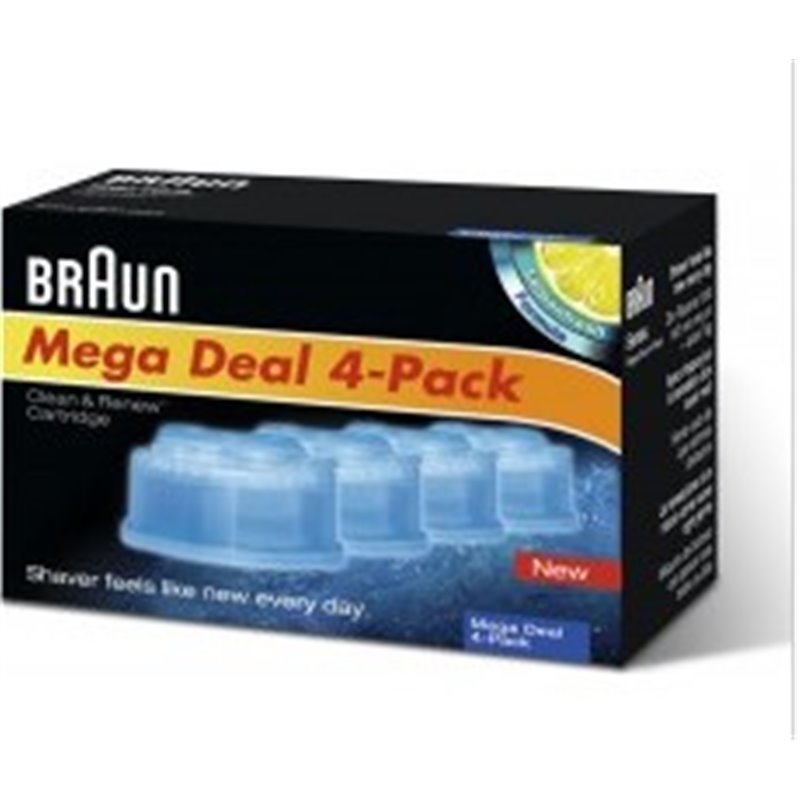 Pack de 4 recharges de lotion nettoyante pour rasoir Braun CLEAN & RENEW
