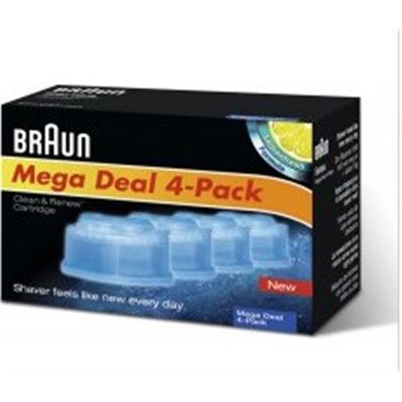 Pack de 4 recharges de lotion nettoyante pour rasoir Braun CLEAN & RENEW