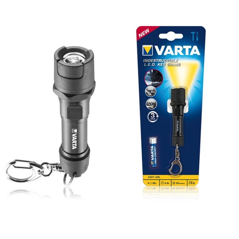 Mini lampe de poche Ampoule LED Varta Porte-clés Indestructible noir