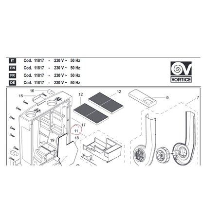 Soupape de by pass pour vmc double flux Vortice 5174000087