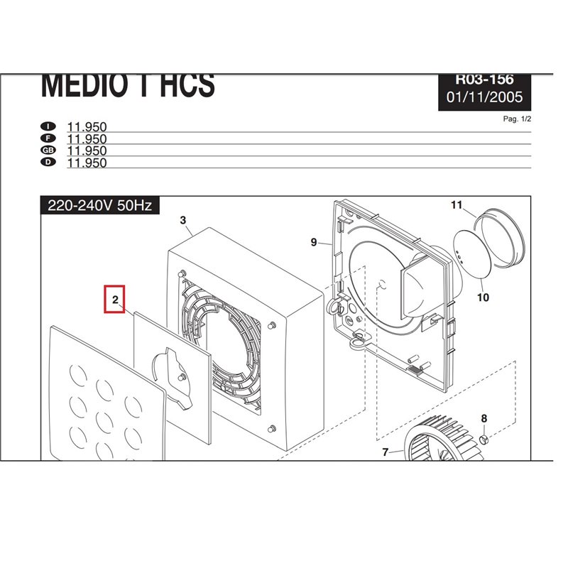 Filtre pour aérateur Vortice médio T HCS 1186047002