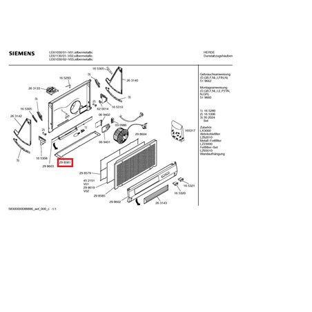 Réglette de hotte Bosch Siemens Neff