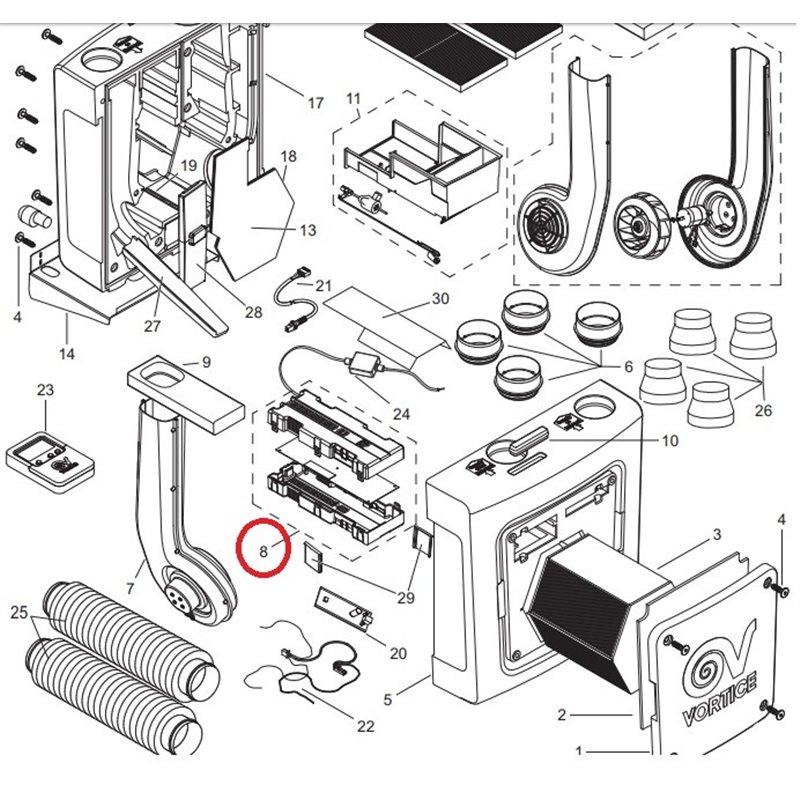 Module boite de contrôle  pour vmc double flux Vortice 1000000175