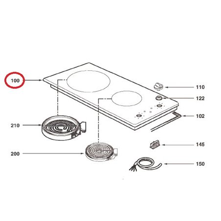 Dessus vitrocéramique pour table de cuisson Brandt AS0005813