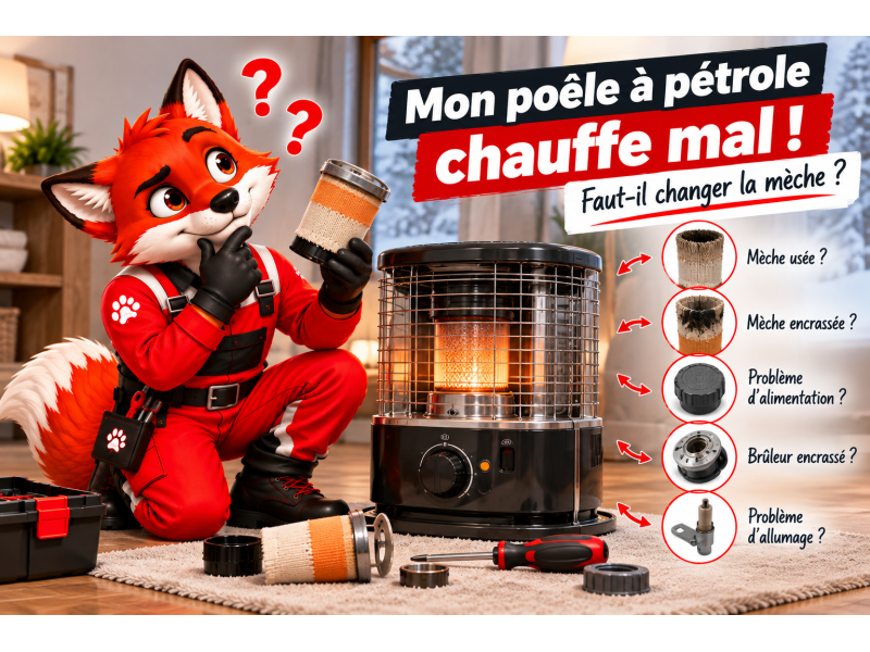 Mon poêle à pétrole chauffe mal : faut-il changer la mèche ?