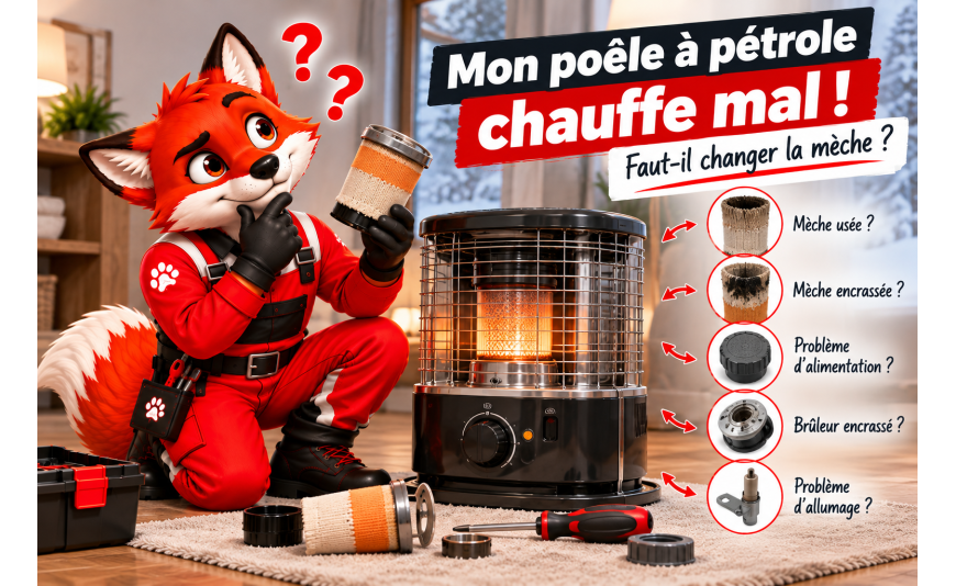 Mon poêle à pétrole chauffe mal : faut-il changer la mèche ?